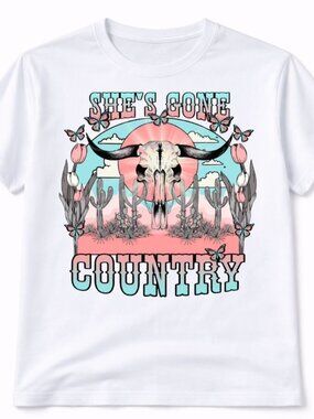 Gone Country Western Graphic T Shirt Trendy Boutique Style Tee Womens White Tops